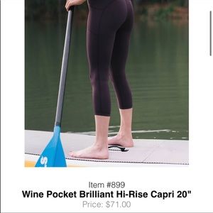 Zyia Wine Pocket Brilliant High Rise Capri